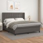 vidaXL Boxspringbett mit Matratze Grau 180x200 cm Kunstleder vidaXL Boxspringbett mit Matratze Grau 180x200 cm Kunstleder