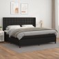 vidaXL Boxspringbett mit Matratze Schwarz 200x200 cm Kunstleder vidaXL Boxspringbett mit Matratze Schwarz 200x200 cm Kunstleder