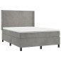 vidaXL Boxspringbett mit Matratze Hellgrau 140x190 cm Samt vidaXL Boxspringbett mit Matratze Hellgrau 140x190 cm Samt