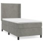 vidaXL Boxspringbett mit Matratze Hellgrau 80x200 cm Samt vidaXL Boxspringbett mit Matratze Hellgrau 80x200 cm Samt