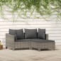 3-tlg. Garten-Lounge-Set mit Kissen Grau Poly Rattan 3-tlg. Garten-Lounge-Set mit Kissen Grau Poly Rattan