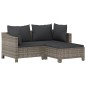 3-tlg. Garten-Lounge-Set mit Kissen Grau Poly Rattan 3-tlg. Garten-Lounge-Set mit Kissen Grau Poly Rattan