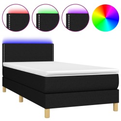 vidaXL Boxspringbett mit Matratze & LED Schwarz 90x190 cm Stoff