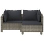 3-tlg. Garten-Lounge-Set mit Kissen Grau Poly Rattan 3-tlg. Garten-Lounge-Set mit Kissen Grau Poly Rattan