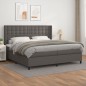 vidaXL Boxspringbett mit Matratze Grau 200x200 cm Kunstleder vidaXL Boxspringbett mit Matratze Grau 200x200 cm Kunstleder