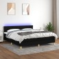 vidaXL Boxspringbett mit Matratze & LED Schwarz 160x200 cm Stoff vidaXL Boxspringbett mit Matratze & LED Schwarz 160x200 cm Stoff