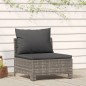 vidaXL Garten-Mittelsofa mit Kissen Grau Poly Rattan vidaXL Garten-Mittelsofa mit Kissen Grau Poly Rattan