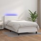 vidaXL Boxspringbett mit Matratze & LED Weiß 90x190 cm Kunstleder vidaXL Boxspringbett mit Matratze & LED Weiß 90x190 cm Kunstleder