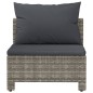 vidaXL Garten-Mittelsofa mit Kissen Grau Poly Rattan vidaXL Garten-Mittelsofa mit Kissen Grau Poly Rattan