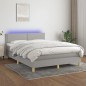vidaXL Boxspringbett mit Matratze & LED Hellgrau 140x200 cm Stoff vidaXL Boxspringbett mit Matratze & LED Hellgrau 140x200 cm Stoff