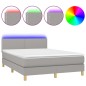vidaXL Boxspringbett mit Matratze & LED Hellgrau 140x200 cm Stoff vidaXL Boxspringbett mit Matratze & LED Hellgrau 140x200 cm Stoff
