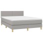 vidaXL Boxspringbett mit Matratze & LED Hellgrau 140x200 cm Stoff vidaXL Boxspringbett mit Matratze & LED Hellgrau 140x200 cm Stoff