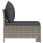 vidaXL Garten-Mittelsofa mit Kissen Grau Poly Rattan vidaXL Garten-Mittelsofa mit Kissen Grau Poly Rattan
