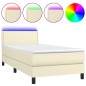 vidaXL Boxspringbett mit Matratze & LED Creme 90x200 cm Kunstleder vidaXL Boxspringbett mit Matratze & LED Creme 90x200 cm Kunstleder