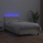 vidaXL Boxspringbett mit Matratze & LED Creme 90x200 cm Kunstleder vidaXL Boxspringbett mit Matratze & LED Creme 90x200 cm Kunstleder