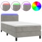 vidaXL Boxspringbett mit Matratze & LED Hellgrau 90x190 cm Samt vidaXL Boxspringbett mit Matratze & LED Hellgrau 90x190 cm Samt