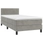 vidaXL Boxspringbett mit Matratze & LED Hellgrau 90x190 cm Samt vidaXL Boxspringbett mit Matratze & LED Hellgrau 90x190 cm Samt