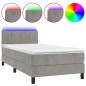 vidaXL Boxspringbett mit Matratze & LED Hellgrau 100x200 cm Samt vidaXL Boxspringbett mit Matratze & LED Hellgrau 100x200 cm Samt