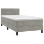 vidaXL Boxspringbett mit Matratze & LED Hellgrau 100x200 cm Samt vidaXL Boxspringbett mit Matratze & LED Hellgrau 100x200 cm Samt