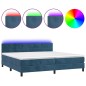 vidaXL Boxspringbett mit Matratze & LED Dunkelblau 200x200 cm Samt vidaXL Boxspringbett mit Matratze & LED Dunkelblau 200x200 cm Samt