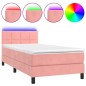 vidaXL Boxspringbett mit Matratze & LED Rosa 100x200 cm Samt vidaXL Boxspringbett mit Matratze & LED Rosa 100x200 cm Samt