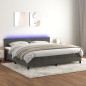 vidaXL Boxspringbett mit Matratze & LED Dunkelgrau 200x200 cm Samt vidaXL Boxspringbett mit Matratze & LED Dunkelgrau 200x200 cm Samt