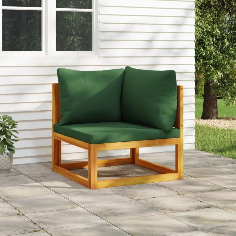 Modular-Ecksofa mit Grünen Kissen Massivholz Akazie Modular-Ecksofa mit Grünen Kissen Massivholz Akazie