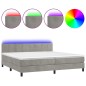 vidaXL Boxspringbett mit Matratze & LED Hellgrau 200x200 cm Samt vidaXL Boxspringbett mit Matratze & LED Hellgrau 200x200 cm Samt