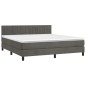 vidaXL Boxspringbett mit Matratze & LED Dunkelgrau 160x200 cm Samt vidaXL Boxspringbett mit Matratze & LED Dunkelgrau 160x200 cm Samt