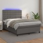 vidaXL Boxspringbett mit Matratze & LED Grau 140x200 cm Kunstleder vidaXL Boxspringbett mit Matratze & LED Grau 140x200 cm Kunstleder