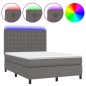 vidaXL Boxspringbett mit Matratze & LED Grau 140x200 cm Kunstleder vidaXL Boxspringbett mit Matratze & LED Grau 140x200 cm Kunstleder
