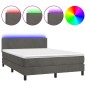 vidaXL Boxspringbett mit Matratze & LED Dunkelgrau 140x200 cm Samt vidaXL Boxspringbett mit Matratze & LED Dunkelgrau 140x200 cm Samt
