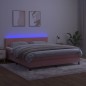 vidaXL Boxspringbett mit Matratze & LED Rosa 160x200 cm Samt vidaXL Boxspringbett mit Matratze & LED Rosa 160x200 cm Samt