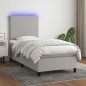 vidaXL Boxspringbett mit Matratze & LED Hellgrau 90x190 cm Stoff vidaXL Boxspringbett mit Matratze & LED Hellgrau 90x190 cm Stoff