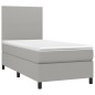 vidaXL Boxspringbett mit Matratze & LED Hellgrau 90x190 cm Stoff vidaXL Boxspringbett mit Matratze & LED Hellgrau 90x190 cm Stoff