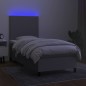 vidaXL Boxspringbett mit Matratze & LED Hellgrau 90x190 cm Stoff vidaXL Boxspringbett mit Matratze & LED Hellgrau 90x190 cm Stoff
