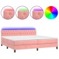 vidaXL Boxspringbett mit Matratze & LED Rosa 200x200 cm Samt vidaXL Boxspringbett mit Matratze & LED Rosa 200x200 cm Samt