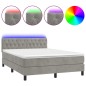 vidaXL Boxspringbett mit Matratze & LED Hellgrau 140x200 cm Samt vidaXL Boxspringbett mit Matratze & LED Hellgrau 140x200 cm Samt