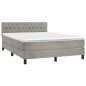 vidaXL Boxspringbett mit Matratze & LED Hellgrau 140x200 cm Samt vidaXL Boxspringbett mit Matratze & LED Hellgrau 140x200 cm Samt