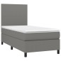 vidaXL Boxspringbett mit Matratze & LED Dunkelgrau 90x190 cm Stoff vidaXL Boxspringbett mit Matratze & LED Dunkelgrau 90x190 cm Stoff