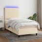 vidaXL Boxspringbett mit Matratze & LED Creme 90x200 cm Stoff vidaXL Boxspringbett mit Matratze & LED Creme 90x200 cm Stoff