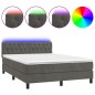 vidaXL Boxspringbett mit Matratze & LED Dunkelgrau 140x200 cm Samt vidaXL Boxspringbett mit Matratze & LED Dunkelgrau 140x200 cm Samt