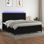 vidaXL Boxspringbett mit Matratze & LED Schwarz 200x200 cm Stoff vidaXL Boxspringbett mit Matratze & LED Schwarz 200x200 cm Stoff