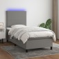 vidaXL Boxspringbett mit Matratze & LED Dunkelgrau 100x200 cm Stoff vidaXL Boxspringbett mit Matratze & LED Dunkelgrau 100x200 cm Stoff