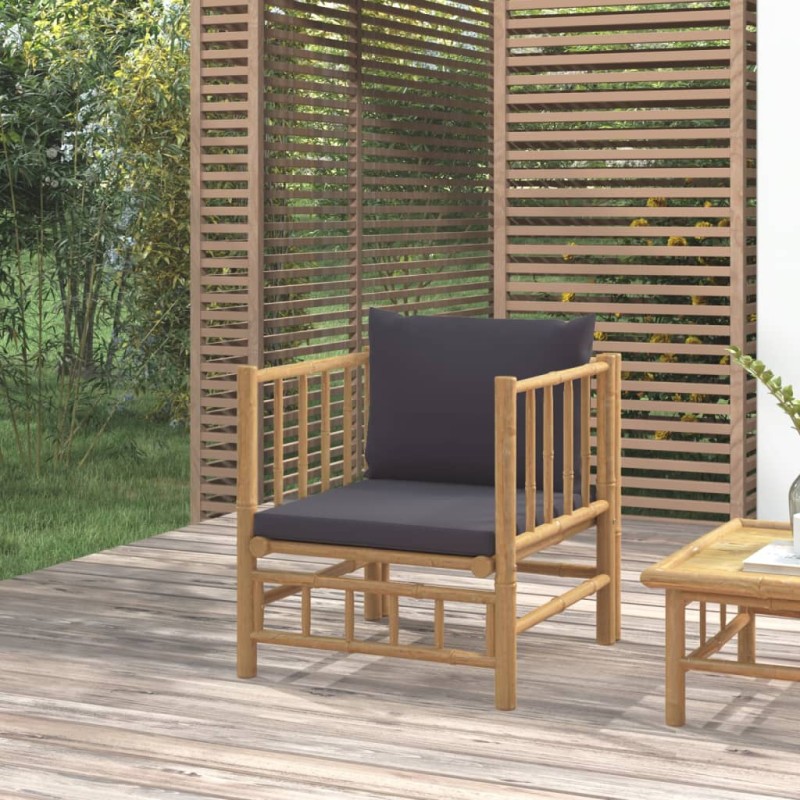 vidaXL Gartensessel mit Dunkelgrauen Kissen Bambus vidaXL Gartensessel mit Dunkelgrauen Kissen Bambus