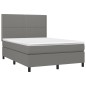 vidaXL Boxspringbett mit Matratze & LED Dunkelgrau 140x200 cm Stoff vidaXL Boxspringbett mit Matratze & LED Dunkelgrau 140x200 cm Stoff