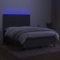 vidaXL Boxspringbett mit Matratze & LED Dunkelgrau 140x200 cm Stoff vidaXL Boxspringbett mit Matratze & LED Dunkelgrau 140x200 cm Stoff