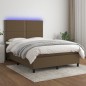 vidaXL Boxspringbett mit Matratze & LED Dunkelbraun 140x190 cm Stoff vidaXL Boxspringbett mit Matratze & LED Dunkelbraun 140x190 cm Stoff