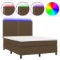 vidaXL Boxspringbett mit Matratze & LED Dunkelbraun 140x190 cm Stoff vidaXL Boxspringbett mit Matratze & LED Dunkelbraun 140x190 cm Stoff