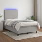 vidaXL Boxspringbett mit Matratze & LED Hellgrau 120x200 cm Stoff vidaXL Boxspringbett mit Matratze & LED Hellgrau 120x200 cm Stoff